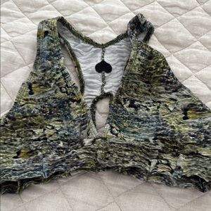 Stylish Green Camouflage Women's Top